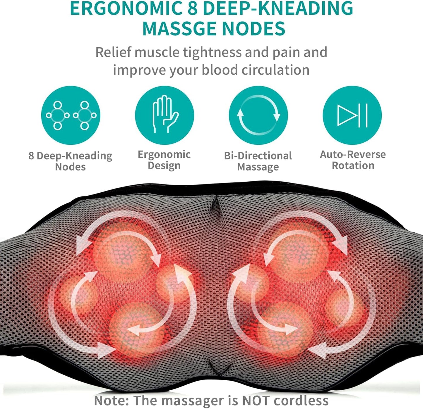 Shiatsu Neck and Back Massager with Soothing Heat