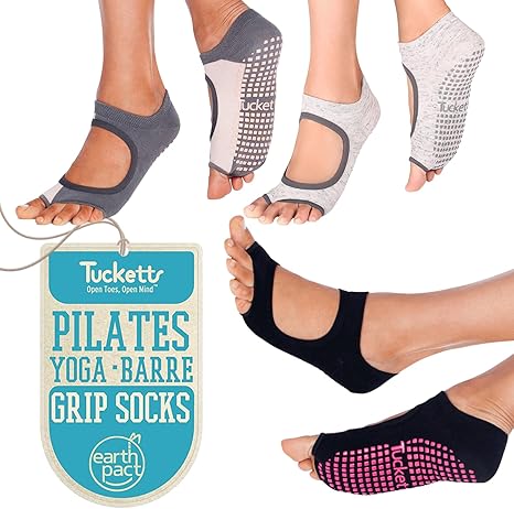 Tucketts Toeless Pilates Socks with Grips for Women